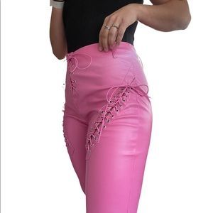 Hot Pink lace up pants